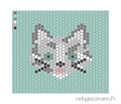 Tissage brick stitch : diagramme chat tigré