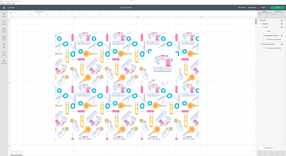 Cricut : une carte de remerciement sur le thème de la couture