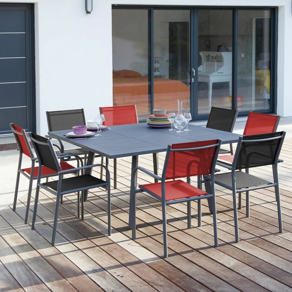 Table de jardin Barcelona L105/145 l145 aluminium gris