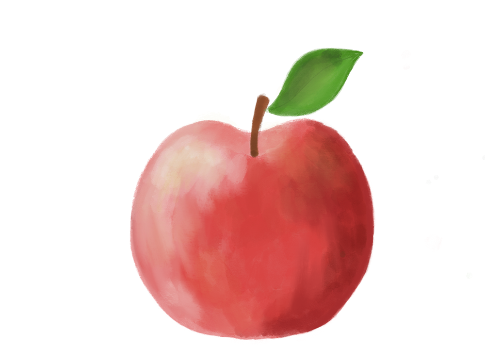 Pomme peinte à la gouache numérique avec Procreate