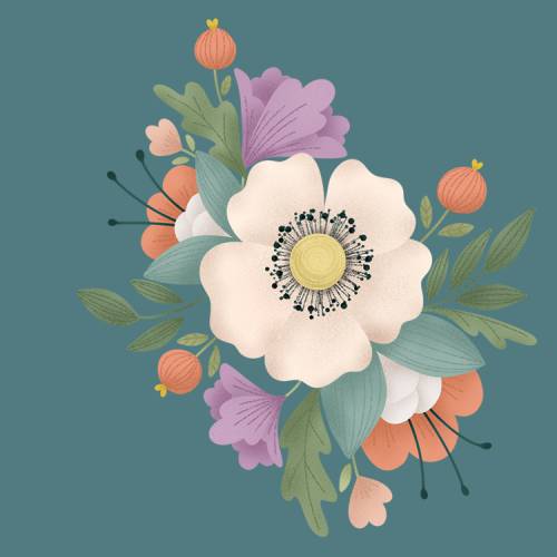 Illustration numérique : composition florale avec Procreate