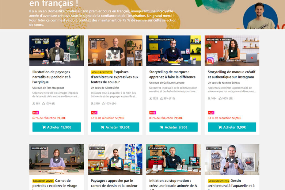 Domestika : 17 cours créatifs en français