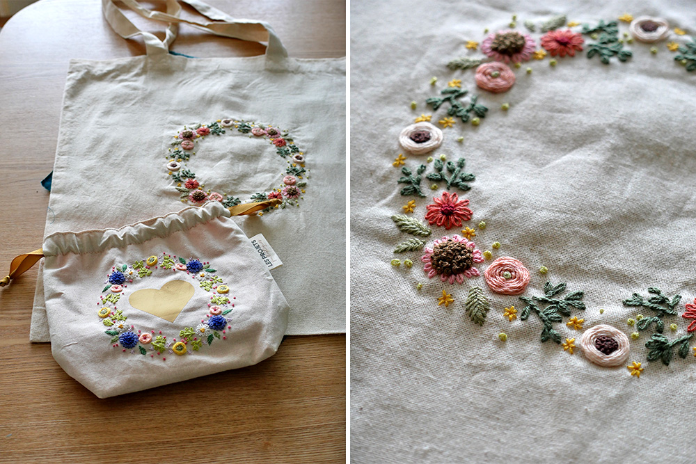 Broderie : une couronne de petites fleurs à broder