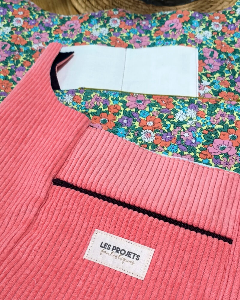 Sac à main en velours, cousu à la machine